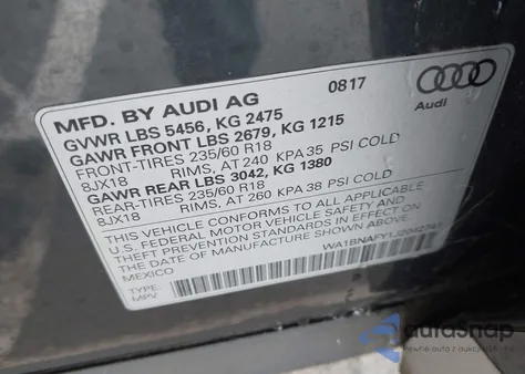 2018 Audi Q5 2.0T Premium z USA, uszkodzony, nr VIN WA1BNAFY1J2042741